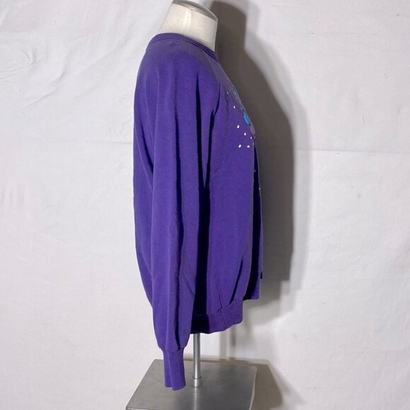 Vintage Chimp Pansy Petal Pets Purple Crew Neck Sweatshirt M - Picture 5 of 14